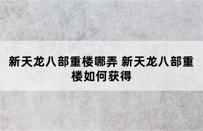 新天龙八部重楼哪弄 新天龙八部重楼如何获得